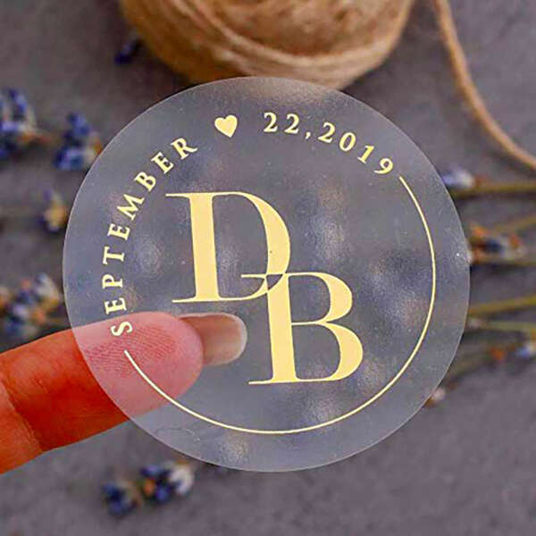 Transparent round logo label for product packaging