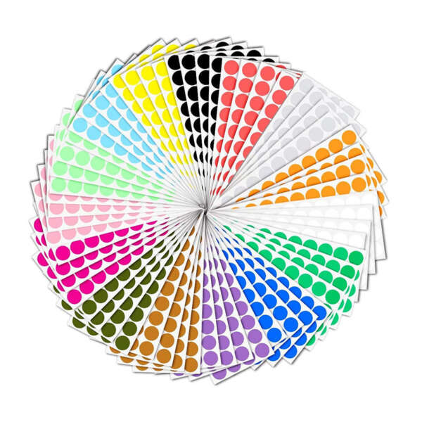 Custom size circle adhesive dots for writable coding labels