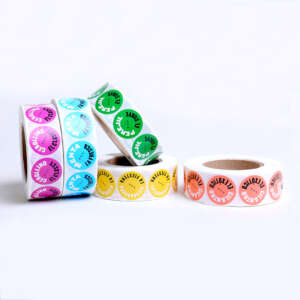 Circle sticker labels with glossy vinyl waterproof finish