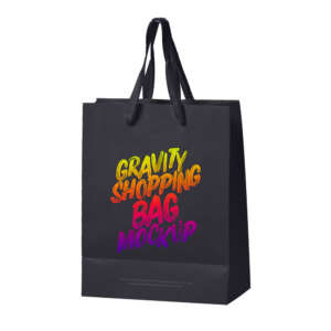 pink clothing jewelry carrier paper bag with gold foil logo and organza ribbon view 2