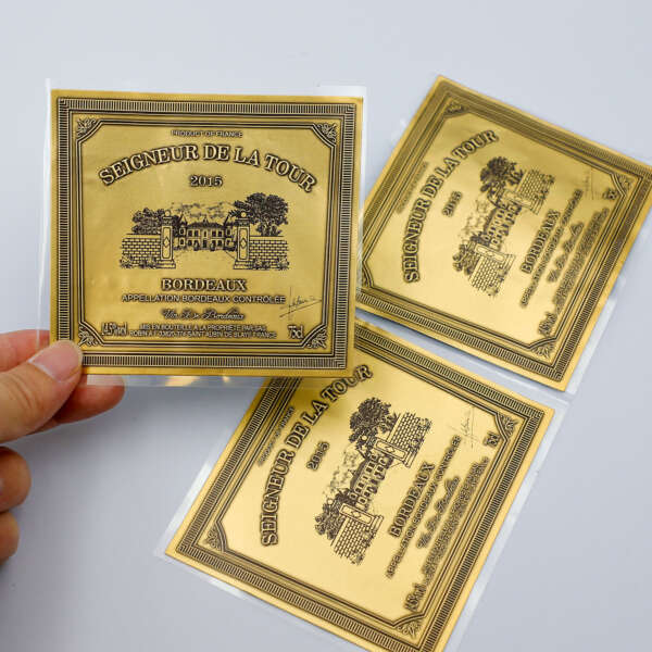 Durable gold and silver metal aluminum bottle label