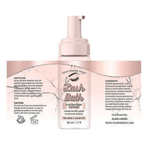 Gold foil skincare lash shampoo labels