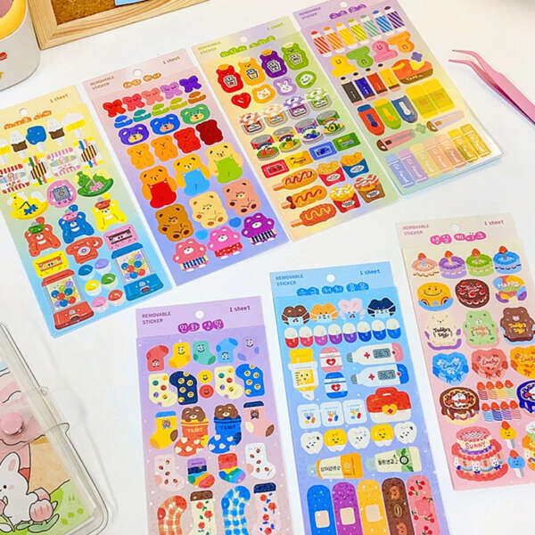 Eco-friendly removable cartoon kiss cut sticker sheet