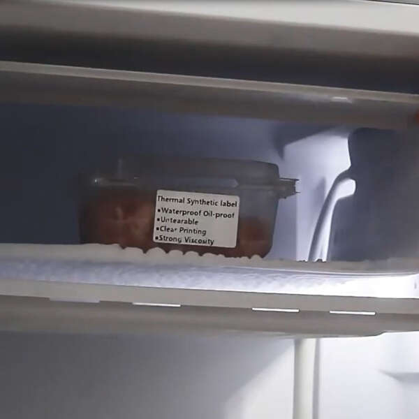 Custom size barcode label for frozen packaging