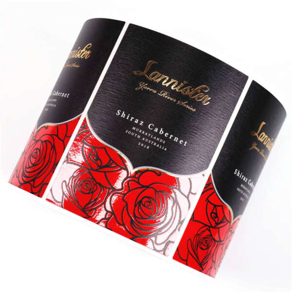 luxury self adhesive textured paper 3D gold foil wine label custom logo option