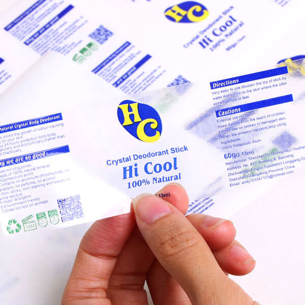Custom clear cosmetic bottle labels with metallic logo printing