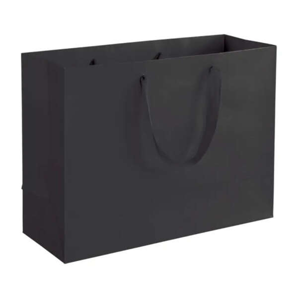 black thank you beauty gift paper bag with custom logo print view 3