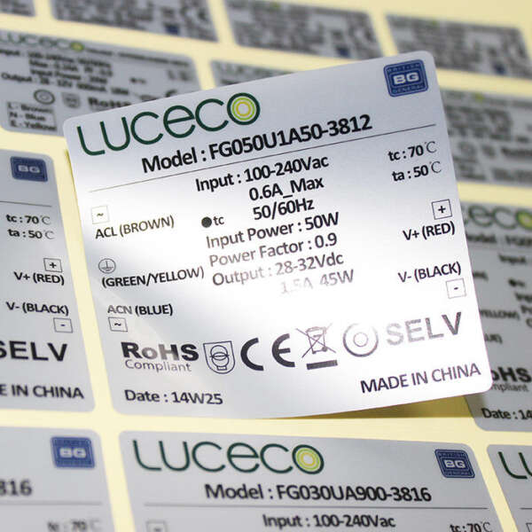 Matte silver industrial labels