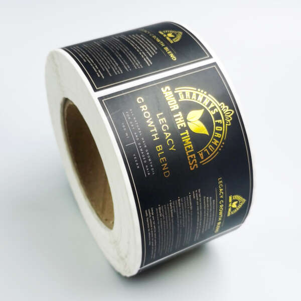 Hot stamping label for shampoo and conditioner bottles