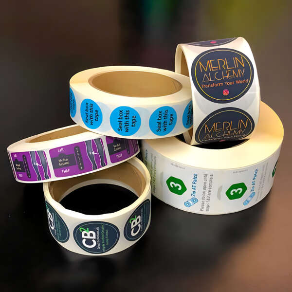 Waterproof round packaging label for takeaway containers