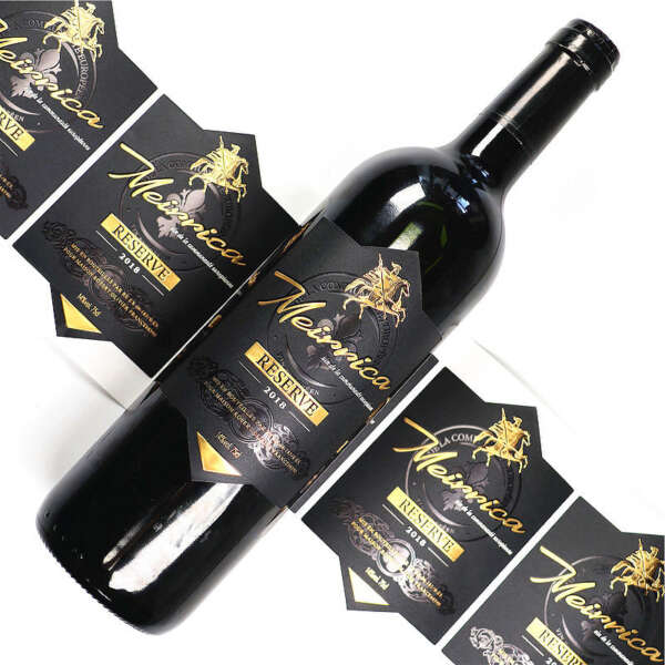luxury self adhesive textured paper 3D gold foil wine label foil detail view