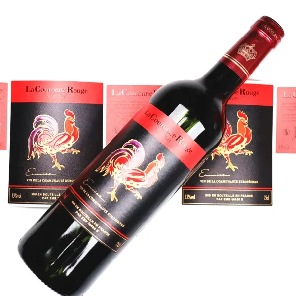 premium textured paper gold foil spot UV wine bottle label bulk wine packaging use