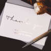 luxury 600g thick paper thank you postcard with foil logo retail display view