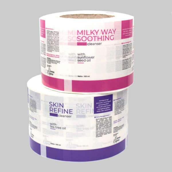 Clear adhesive label sticker roll for branded hand soap bottles