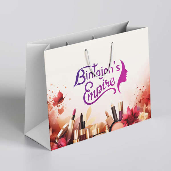 white luxury jewelry clothing gift paper bag with custom logo view 4