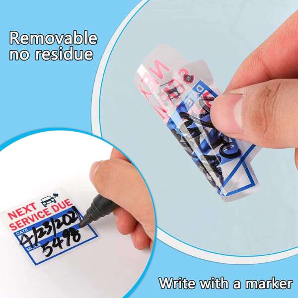 Removable car oil change sticker rolls