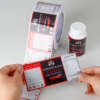 Pharmaceutical product label roll printing