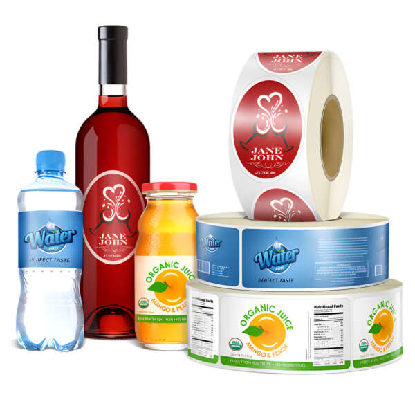 Mineral water bottle stickers with double sided label design