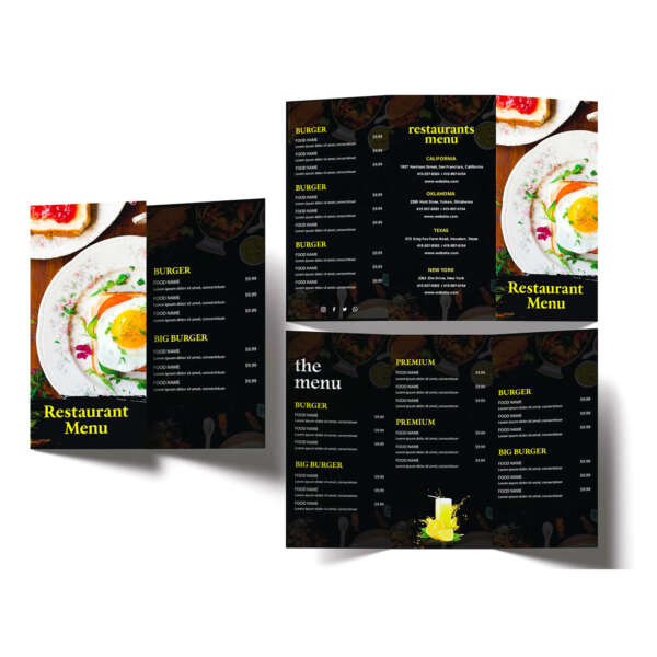 custom takeout restaurant menu and poster printing service material detail view