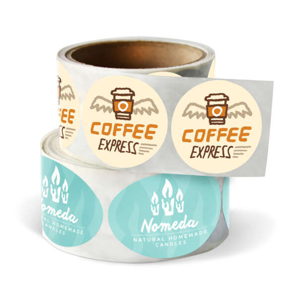 Biodegradable round food label roll with custom logo
