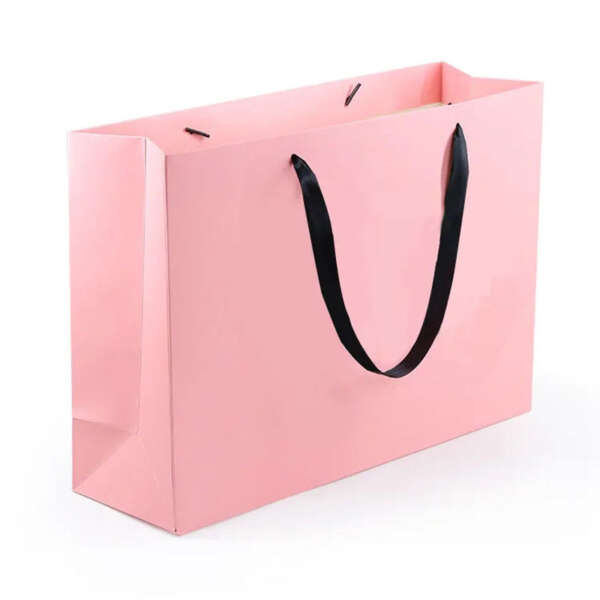 black thank you beauty gift paper bag with custom logo print view 4