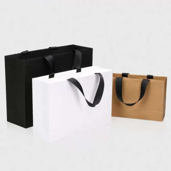 black thank you beauty gift paper bag with custom logo print view 1