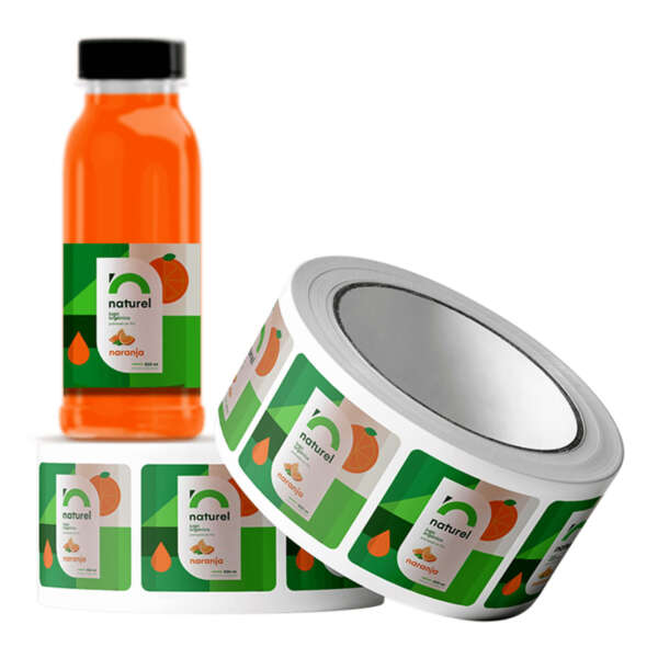 Custom clear vinyl label for glass bottle branding