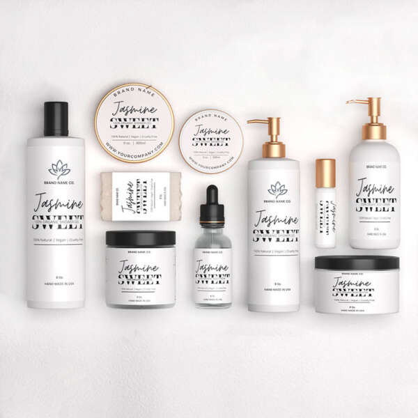Adhesive cosmetic sticker labels