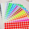 Color coding round adhesive dots sticker sheet in custom sizes