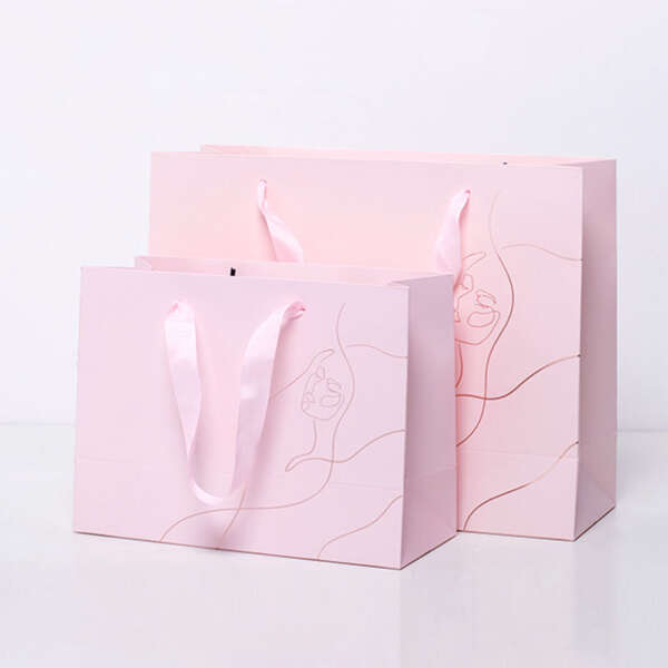 white metallic foil wedding jewelry gift paper bag with ribbon handle view 5