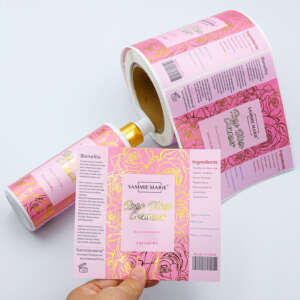 Gold foil face cream bottle labels