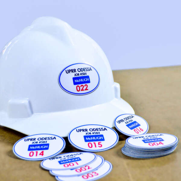 Round safety helmet stickers with custom logo