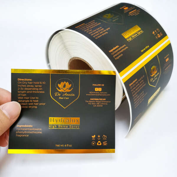 Gold foil label rolls for luxury product bottles
