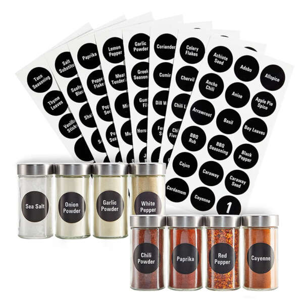 Preprinted labels for spice jars and containers