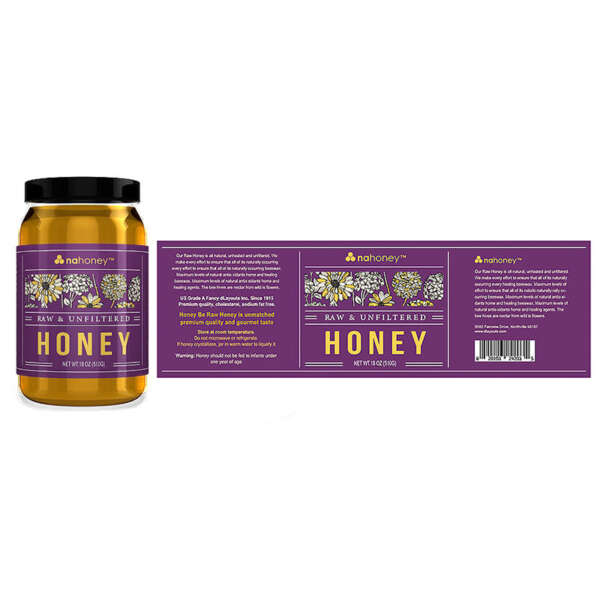 Premium honey bottle sticker with foil detail