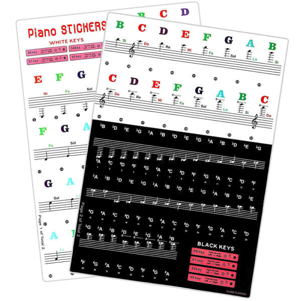 Waterproof vinyl transparent piano key labels