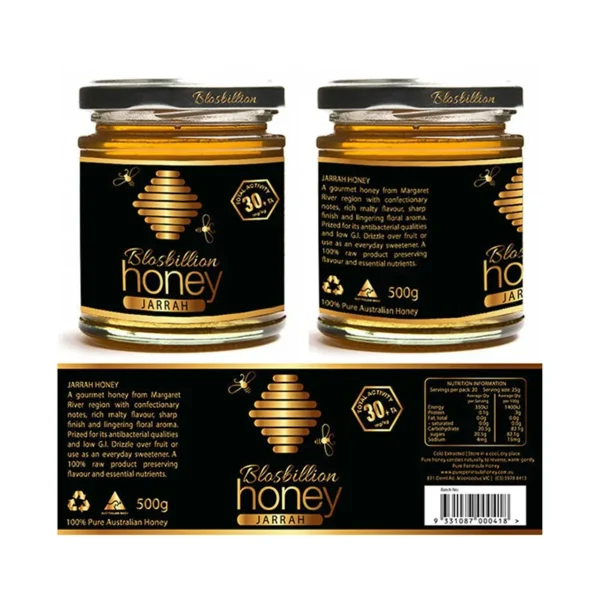 Custom etiquette label for glass honey bottle packaging
