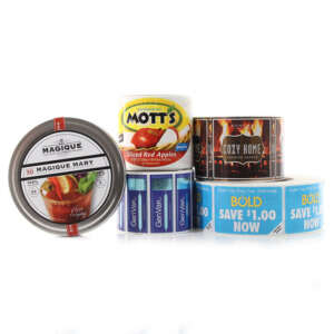 Strong adhesive packaging label for nut containers