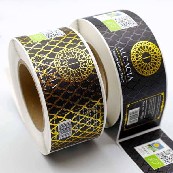 Premium holographic jar sticker with logo printing