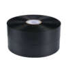 black double sided polyester satin fabric clothing care label material detail view