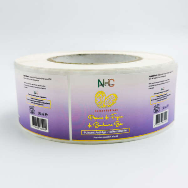 Essential oil packaging label roll with waterproof finish