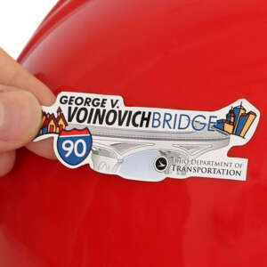 Custom round hard hat stickers