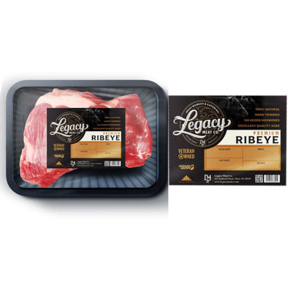 Frozen meat bag and box labels with waterproof adhesive material