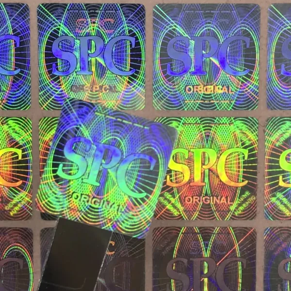 Custom anti-counterfeit hologram label with QR area