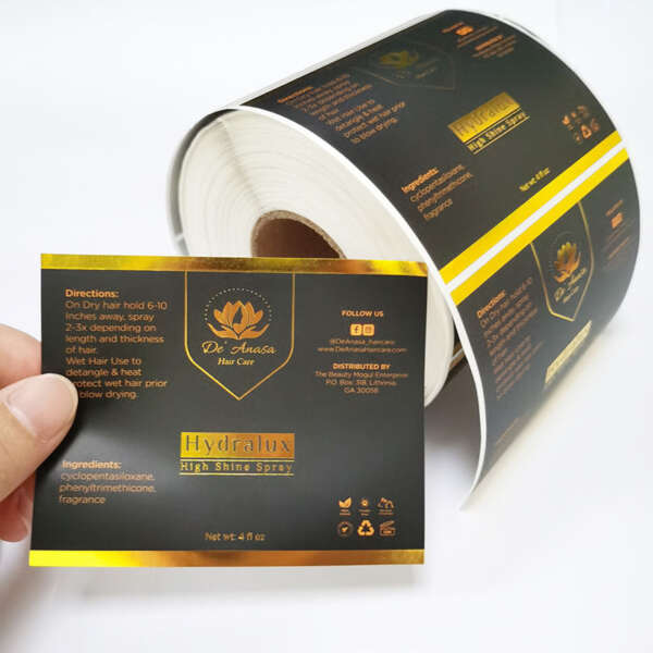 Embossed gold foil cosmetic bottle labels