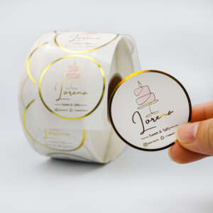 Custom gold foil logo stickers for plastic cups