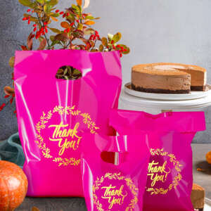Boutique black plastic thank you bags