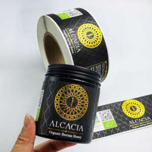 Embossed gold foil honey jar label