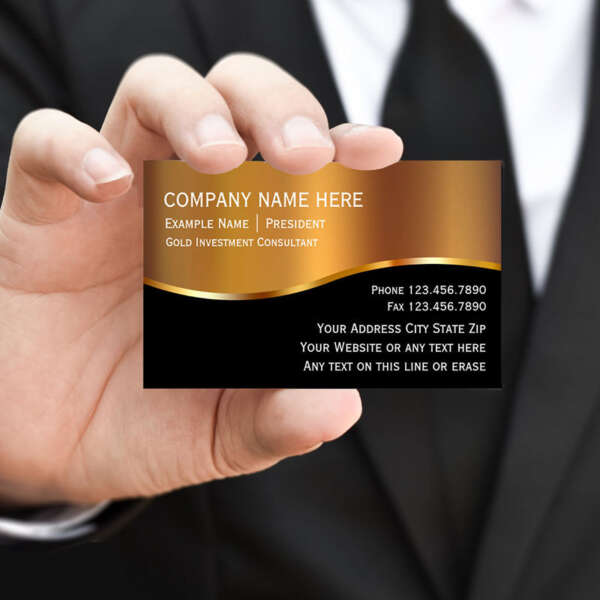 luxury black paper gold edge gold foil business cards front view