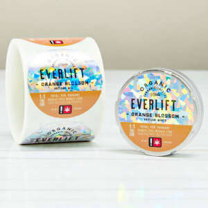 Hologram gold foil round logo stickers